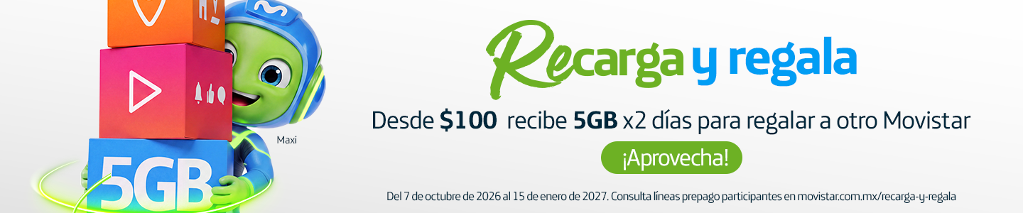 Recarga desde cien pesos y regala cinco gigas por dos días. Promoción válida hasta enero del próximo año