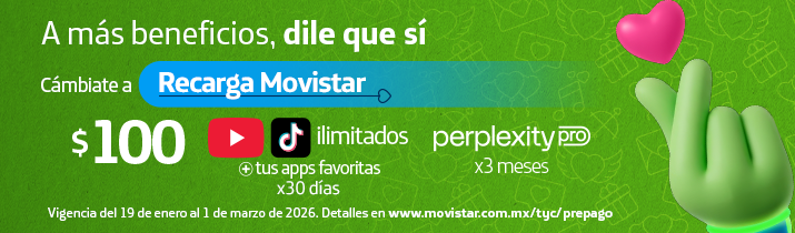 Dile que sí a más beneficios con tu Recarga Movistar de $100: YouTube Premium, TikTok, apps favoritas, Perplexity Pro y red 5G