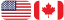 Banderas de USA y Canadá con el uso de los planes móviles roaming internacional